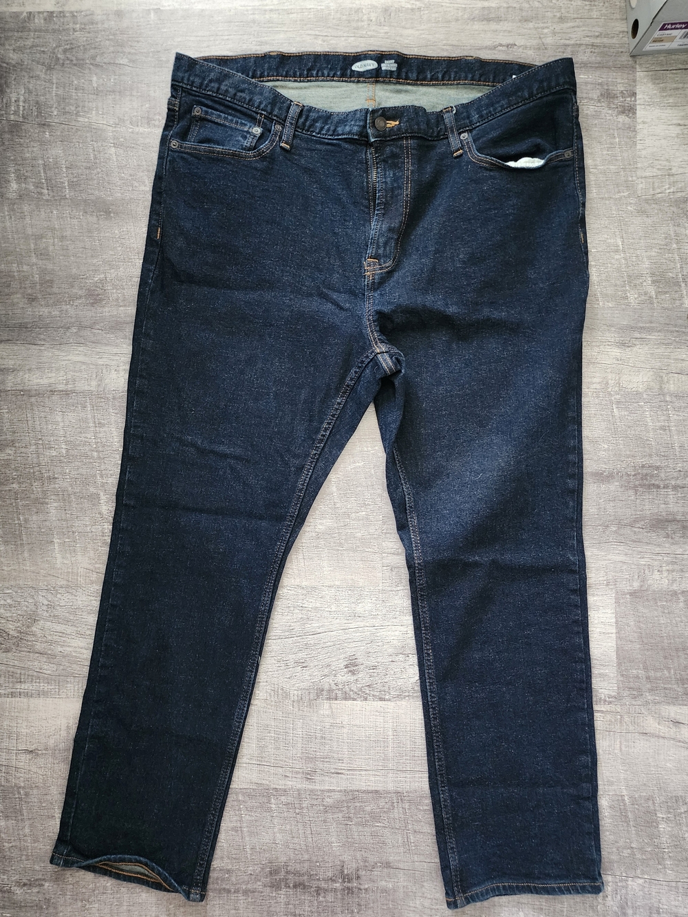 Old Navy Men's Skinny Jeans - Size 42x30 Dark Blue with Orange Stitching